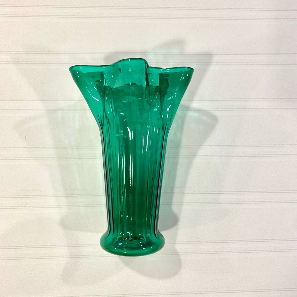 Vintage Rossini Empoli emerald green vase